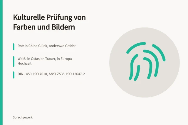 Kulturelle Prüfung von Farben und Bildern in Exporttexten. Kulturelle Prüfung von Farben und Bildern in Exporttexten
